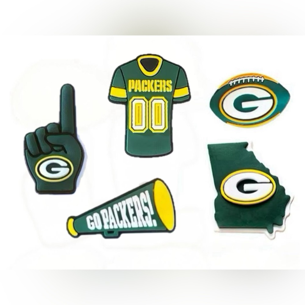 NFL Green Bay Packers Croc Charms Football Charms Sports Shoe Charms 5pc Set